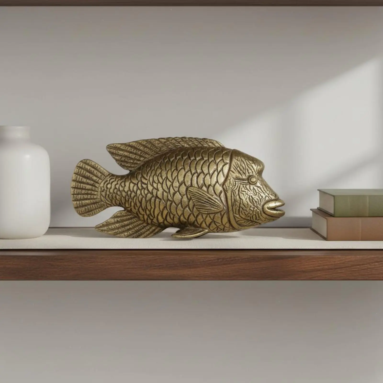 Antique Brass Fish Figurine Artisanal Look Antique Fish Sculpture Home Decor Long-Lasting Lifelike Details for Living Room
Antique Brass Fish Figurine Artisanal Look Antique Fish Sculpture Home Decor Long-Lasting Lifelike Details for Living Room