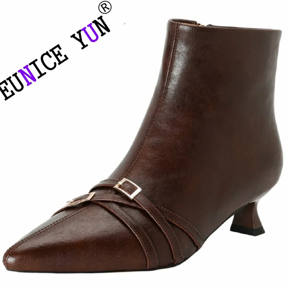 【EUNICE YUN】New Women Boots Shoes Pointed Toe Ankle Boots High Heel Shoes Winter Modern Boots Split Leather Ladies Shoes 34-40
【EUNICE YUN】New Women Boots Shoes Pointed Toe Ankle Boots High Heel Shoes Winter Modern Boots Split Leather Ladies Shoes 34-40