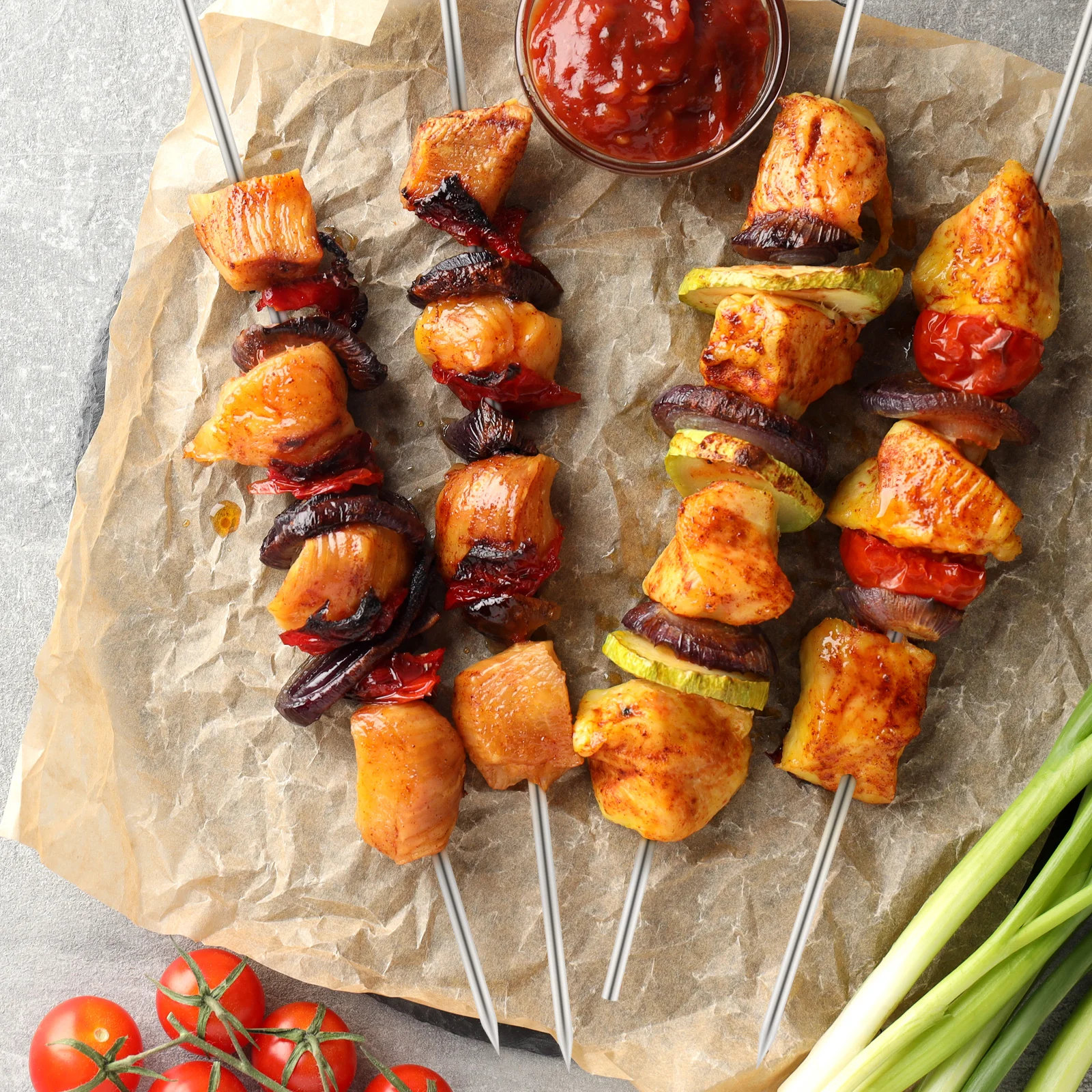 100Pcs Metal Skewers for Grilling Smooth Edges Antirust Heatresistant Barbecue Tools Barbecue Stick Metal Skewers for Grilling
100Pcs Metal Skewers for Grilling Smooth Edges Antirust Heatresistant Barbecue Tools Barbecue Stick Metal Skewers for Grilling