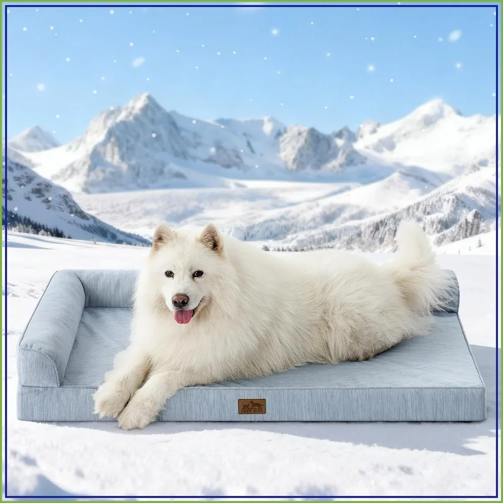 Orthopedic Cooling Dog Bed, Supportive Foam with Sides, Waterproof Lining & Nonskid Bottom, Blue 48"x32"x7.5"
Orthopedic Cooling Dog Bed, Supportive Foam with Sides, Waterproof Lining & Nonskid Bottom, Blue 48"x32"x7.5"