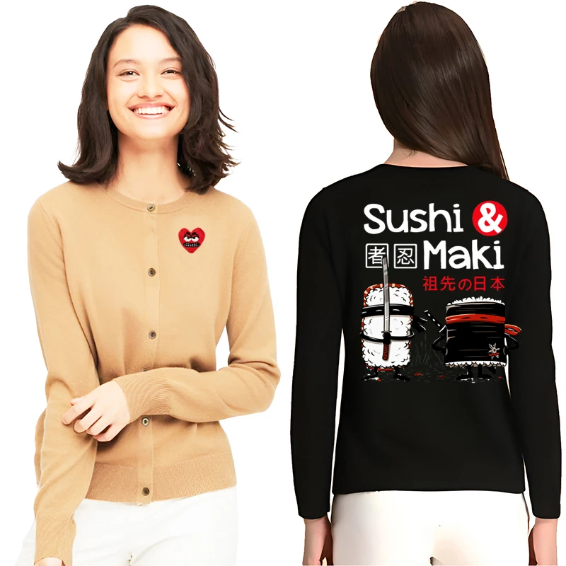 Theduc Sushi and Sushi Printing Women Cardigan Cotton Snag Heart Embroidery O-Neck Single Breasted Long Sleeves Autumn Sweater
Theduc Sushi and Sushi Printing Women Cardigan Cotton Snag Heart Embroidery O-Neck Single Breasted Long Sleeves Autumn Sweater