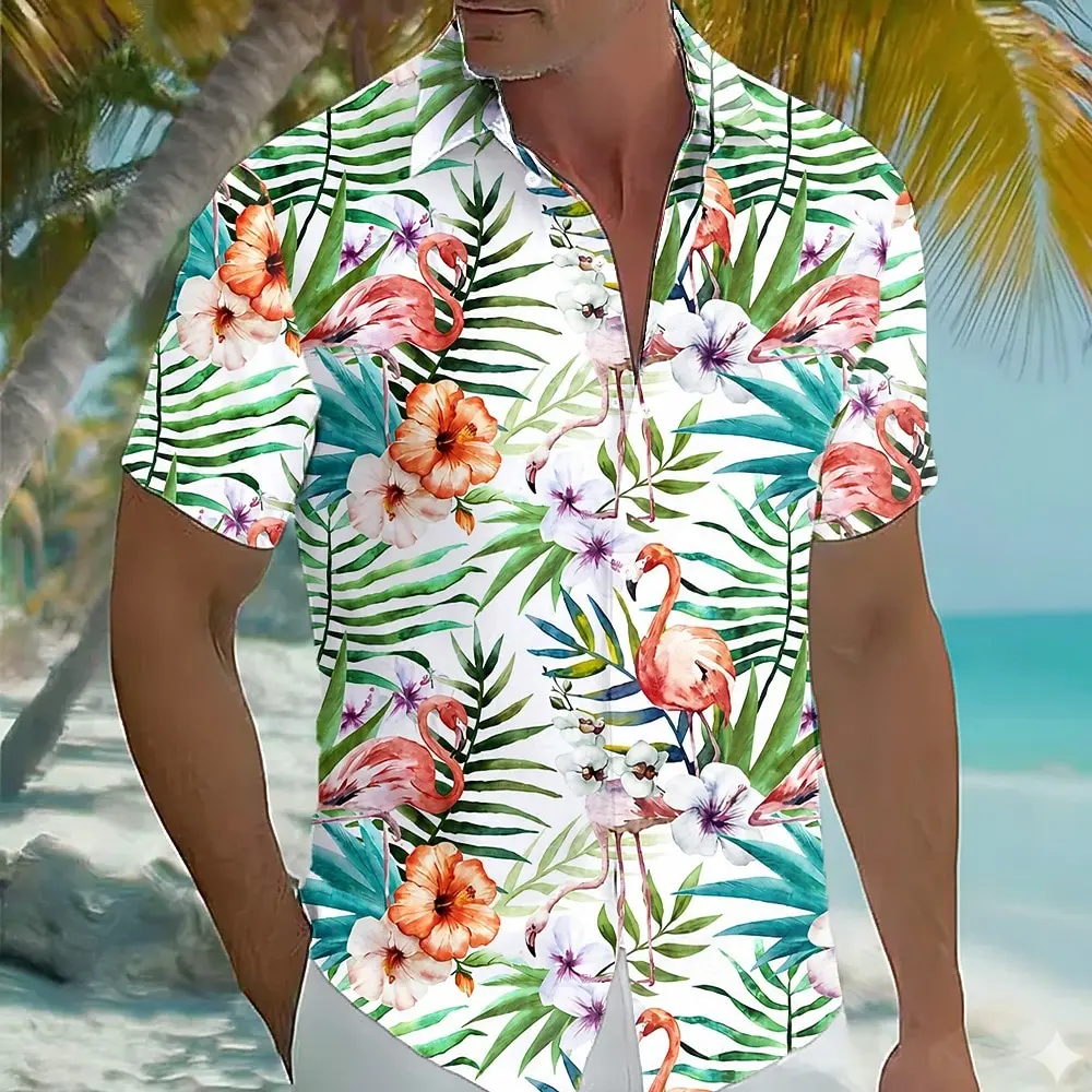Men's Multicolor Floral Flamingo 3D Print Button Up Shirt, Turndown Collar Hawaiian Tops for Spring Summer Beach Daily Wear
Men's Multicolor Floral Flamingo 3D Print Button Up Shirt, Turndown Collar Hawaiian Tops for Spring Summer Beach Daily Wear