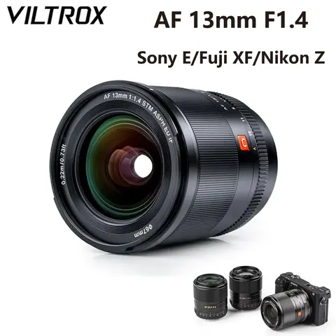 เลนส์ VILTROX AF 13 มม. F1.4 สำหรับ Sony E Nikon Z Fuji X Mount เลนส์ F1.4 รูรับแสงกว้าง ออโต้โฟกัส มุมกว้างพิเศษ APS-C เลนส์กล้องวิดีโอบล็อก