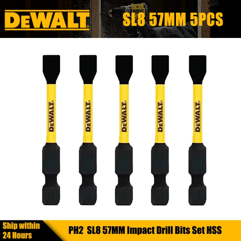 DEWALT SL8 57MM 5Pcs Slotted Impact Drill Bits High Speed Steel Electric Screwdriver Durable Batch Head
DEWALT SL8 57MM 5Pcs Slotted Impact Drill Bits High Speed Steel Electric Screwdriver Durable Batch Head