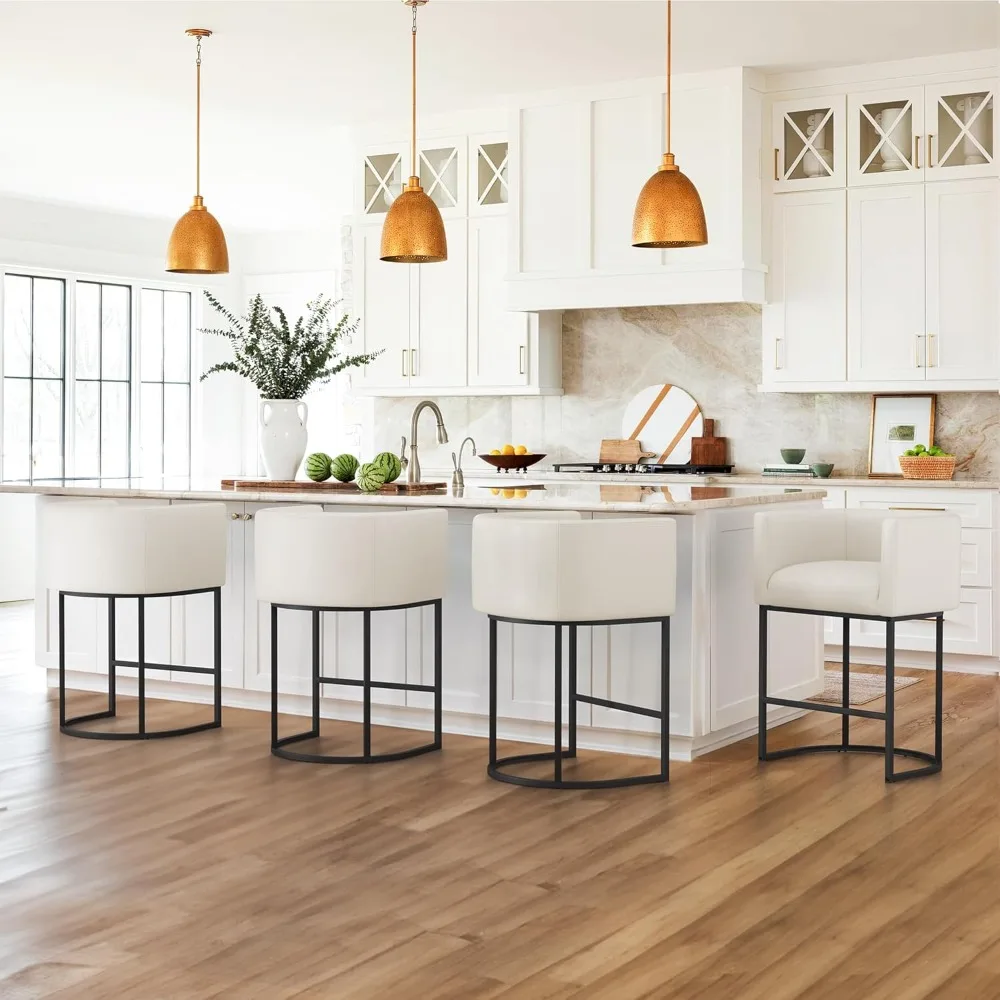 27" H Counter Height Bar Stool Set of 4, Modern Barrel Counter Stool with Backrest and Arms, Bars Stools
27" H Counter Height Bar Stool Set of 4, Modern Barrel Counter Stool with Backrest and Arms, Bars Stools