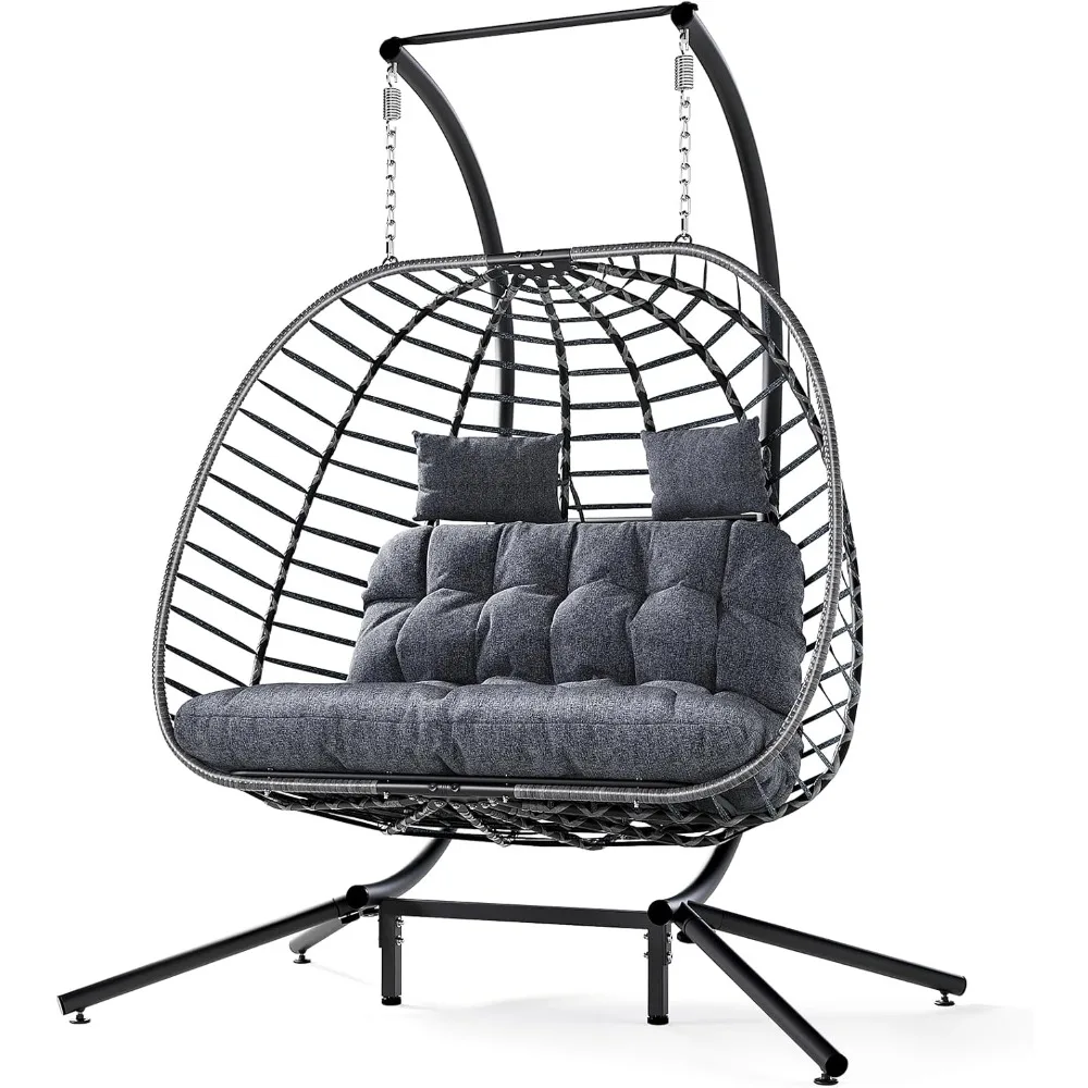 Two-Person Outdoor Wicker Swing Chair with Stand and Cushion for Patio and Indoor Use
Two-Person Outdoor Wicker Swing Chair with Stand and Cushion for Patio and Indoor Use