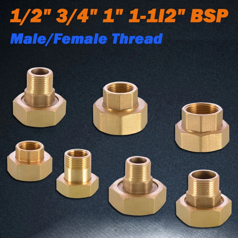 Brass Pipe Fittings 1/2" 3/4" 1" 1-1I2" BSP Male/Female Threaded Water Meter Pump Union Adapters Connectors 
Brass Pipe Fittings 1/2" 3/4" 1" 1-1I2" BSP Male/Female Threaded Water Meter Pump Union Adapters Connectors