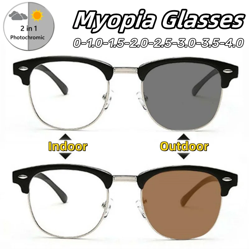 Retro Advanced Photochromic Myopia Glasses Personality Business Anti Blue Light Glasses Protect Eyes Eyeglasses 0 To -4.0
Retro Advanced Photochromic Myopia Glasses Personality Business Anti Blue Light Glasses Protect Eyes Eyeglasses 0 To -4.0