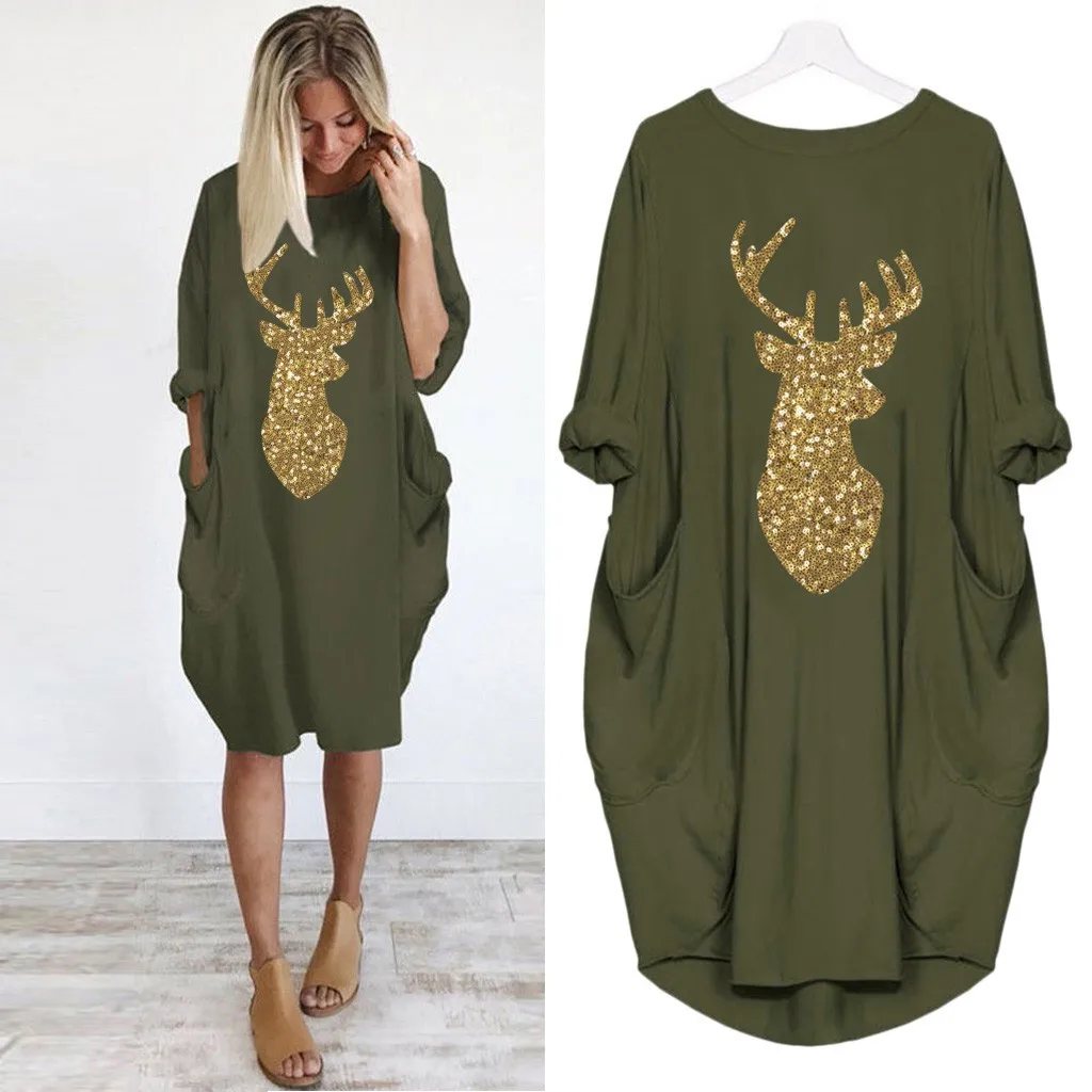 Christmas Elk Loose Dress Long Sleeve Casual Women Clothes for Pregnant Women Vestidos Gravidas Lady Dress Autumn Clothing
Christmas Elk Loose Dress Long Sleeve Casual Women Clothes for Pregnant Women Vestidos Gravidas Lady Dress Autumn Clothing