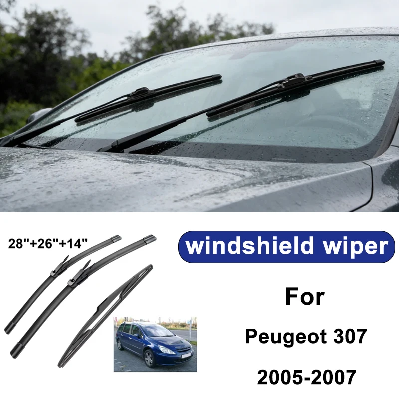 For Peugeot 307 2005-2007 car windshield front/rear wipers, silent wiper blades, car blade brush accessories
For Peugeot 307 2005-2007 car windshield front/rear wipers, silent wiper blades, car blade brush accessories