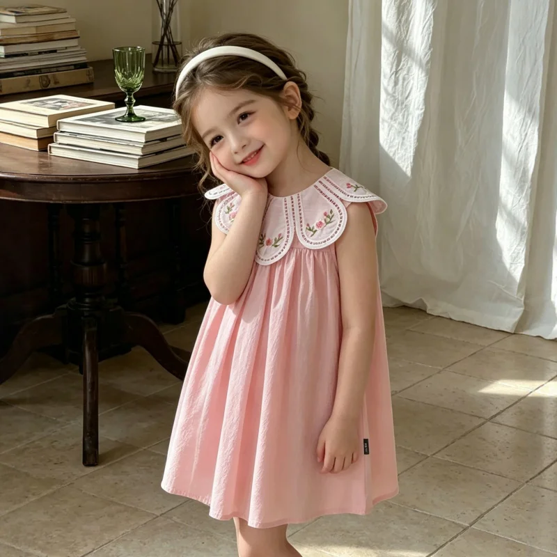 Girls' pink and light yellow embroidered dress Children's sleevelessABaby summer fresh versatile princess dress
Girls' pink and light yellow embroidered dress Children's sleevelessABaby summer fresh versatile princess dress