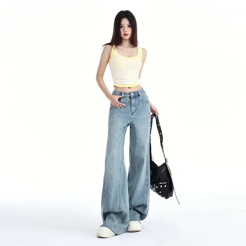 Jeans Wide Leg Pants Women Straight Trousers Vintage High Waist Washed Distressed Pockets 2025 Streetwear Denim Floor Length
Jeans Wide Leg Pants Women Straight Trousers Vintage High Waist Washed Distressed Pockets 2025 Streetwear Denim Floor Length