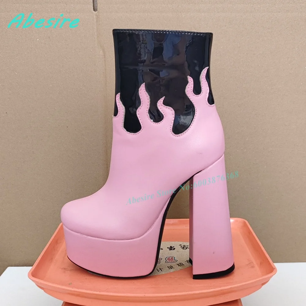 Pink and Black Flame Platform Ankle Boots Round Toe Chunky Heels Side-Zipper Women's Boots Y2K Punk Party Street-Style Shoes
Pink and Black Flame Platform Ankle Boots Round Toe Chunky Heels Side-Zipper Women's Boots Y2K Punk Party Street-Style Shoes