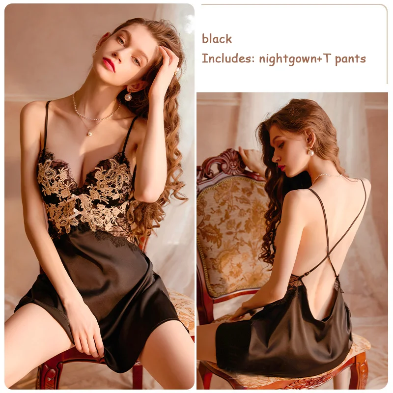 Sexy Pajamas In Large Size With Chest Cushion, Thin Ice Silk Lace, Backless, Flirtatious, Pure Desire, Suspender Nightgown
Sexy Pajamas In Large Size With Chest Cushion, Thin Ice Silk Lace, Backless, Flirtatious, Pure Desire, Suspender Nightgown