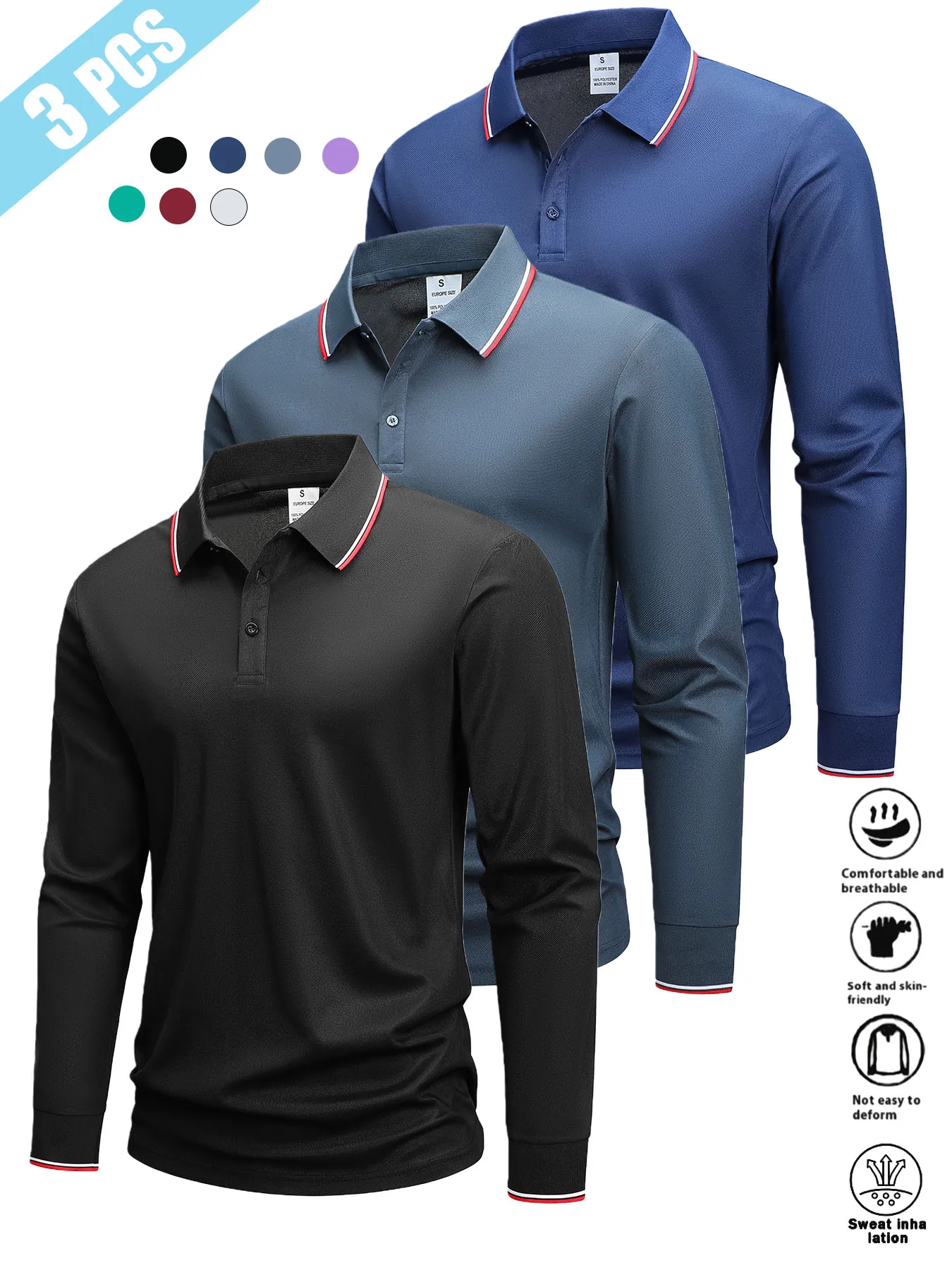Комплект из 3 мужских фланелевых рубашек с длинным рукавом для весны/лета и осени/зимы, поло в полоску и однотонные, повседневная спортивная одежда для мужчин
Комплект из 3 мужских фланелевых рубашек с длинным рукавом для весны/лета и осени/зимы, поло в полоску и однотонные, повседневная спортивная одежда для мужчин