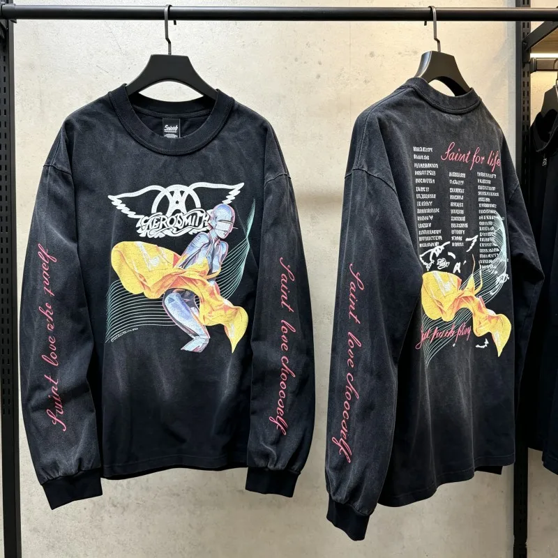 Vintage Distressed Washed Worn Saint Long Sleeve Tshirts Machina Print Oversize Street Outfit Men Women Round Neck Pullover
Vintage Distressed Washed Worn Saint Long Sleeve Tshirts Machina Print Oversize Street Outfit Men Women Round Neck Pullover