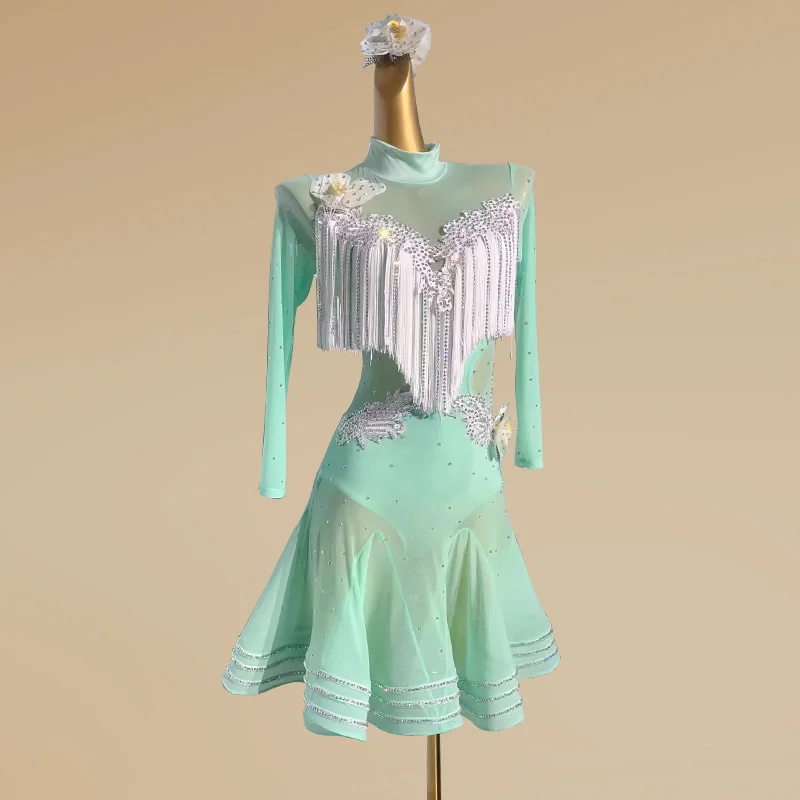 Latin Dance Competition Costume, Ballroom Dance Performance Costume, Girls' Long Sleeved Rumba Professional Dance Costume
Latin Dance Competition Costume, Ballroom Dance Performance Costume, Girls' Long Sleeved Rumba Professional Dance Costume