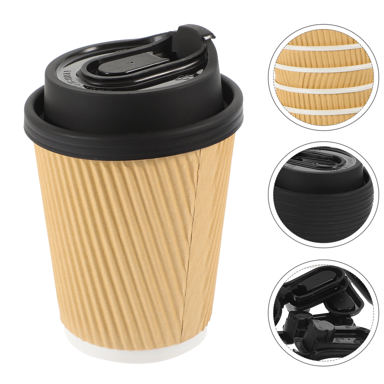 1 set Double-layer Anti-scald Paper 8oz Brown Wavy Coffee Milk Tea Cups Black Lids Hot Cold Disposable Beverage Cups
1 set Double-layer Anti-scald Paper 8oz Brown Wavy Coffee Milk Tea Cups Black Lids Hot Cold Disposable Beverage Cups