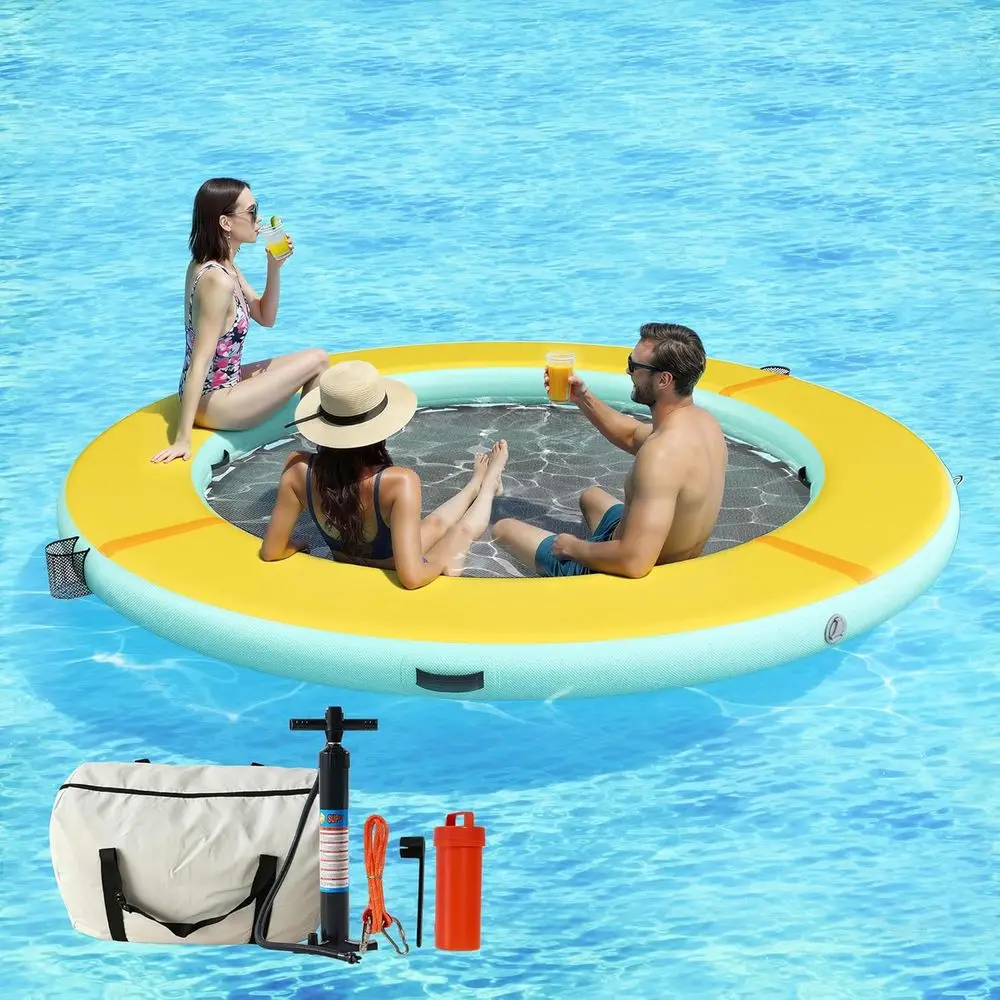 8T Iatable Water Hammock Round loating Dock with Mesh, Tanning Pool loating Rats or Adults, Iatable Rat loat Ring Platorm with M
8T Iatable Water Hammock Round loating Dock with Mesh, Tanning Pool loating Rats or Adults, Iatable Rat loat Ring Platorm with M