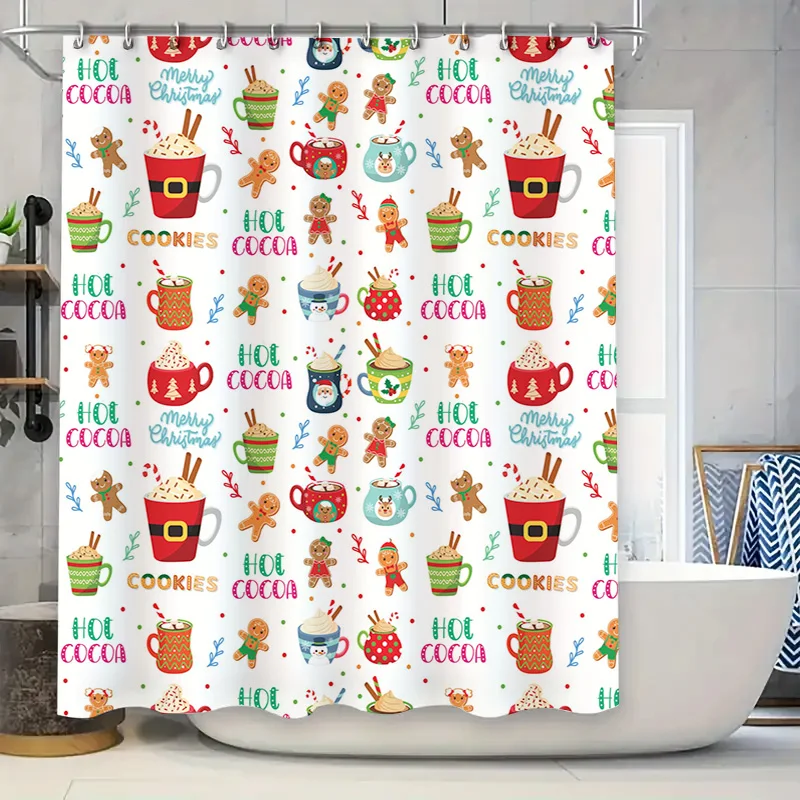 Горячая какао Рождественская занавеска для душа Уютные рождественские украшения для ванной комнаты Пряничный человечек Печенье Дизайн
Горячая какао Рождественская занавеска для душа Уютные рождественские украшения для ванной комнаты Пряничный человечек Печенье Дизайн