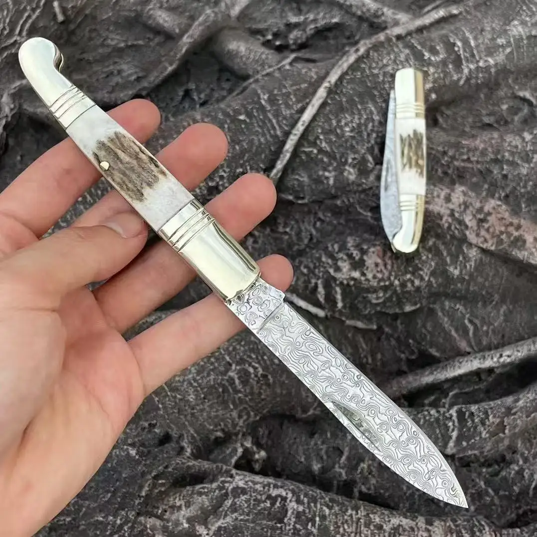 Damascus Steel Sharp Folding Blade Knife Natural Antlers Handle Outdoor Camping Survival Fruit Peeling Knife Hand Tool For Wild
Damascus Steel Sharp Folding Blade Knife Natural Antlers Handle Outdoor Camping Survival Fruit Peeling Knife Hand Tool For Wild