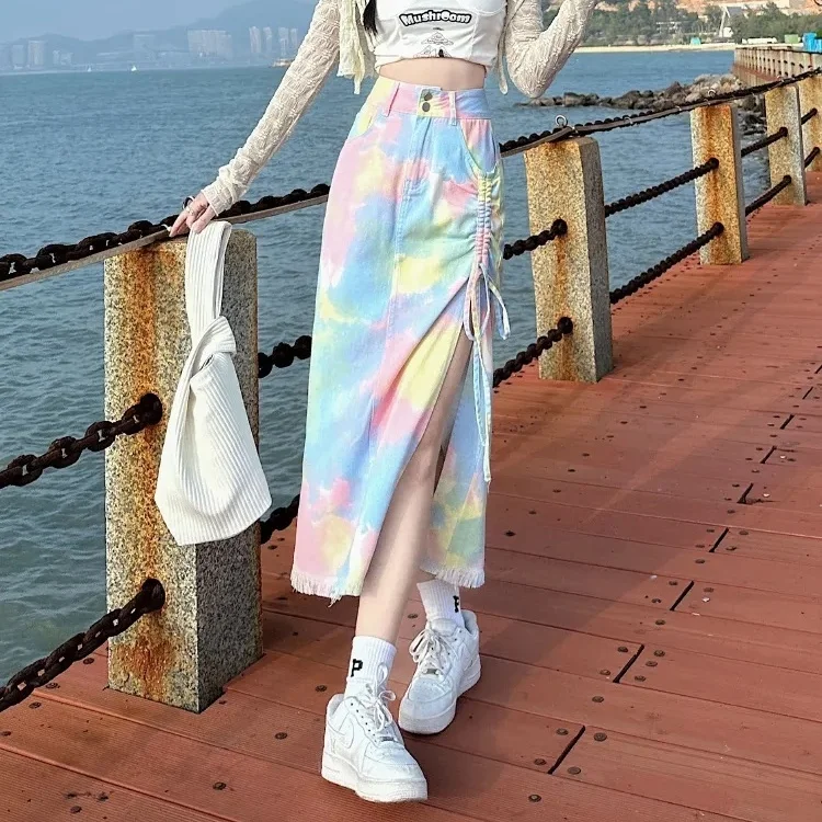 Spring and Summer New Spicy Girl A-Line Pleated Split Style Mid Length Skirt Elegant High Waisted Colorful Printed Pleated Skirt
Spring and Summer New Spicy Girl A-Line Pleated Split Style Mid Length Skirt Elegant High Waisted Colorful Printed Pleated Skirt