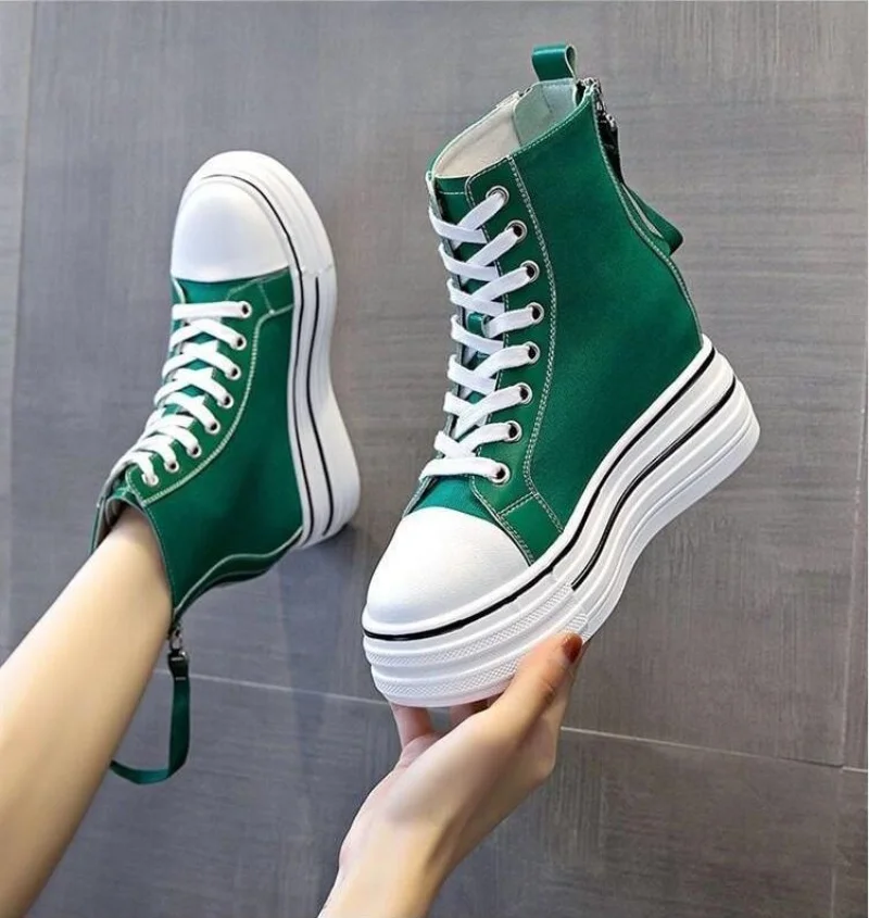 Женские кроссовки на толстой подошве, новинка 2025 года, наклонном каблуке, увеличивающие рост 8 см, женские дышащие повседневные парусиновые туфли на молнии с высоким берцем
Женские кроссовки на толстой подошве, новинка 2025 года, наклонном каблуке, увеличивающие рост 8 см, женские дышащие повседневные парусиновые туфли на молнии с высоким берцем