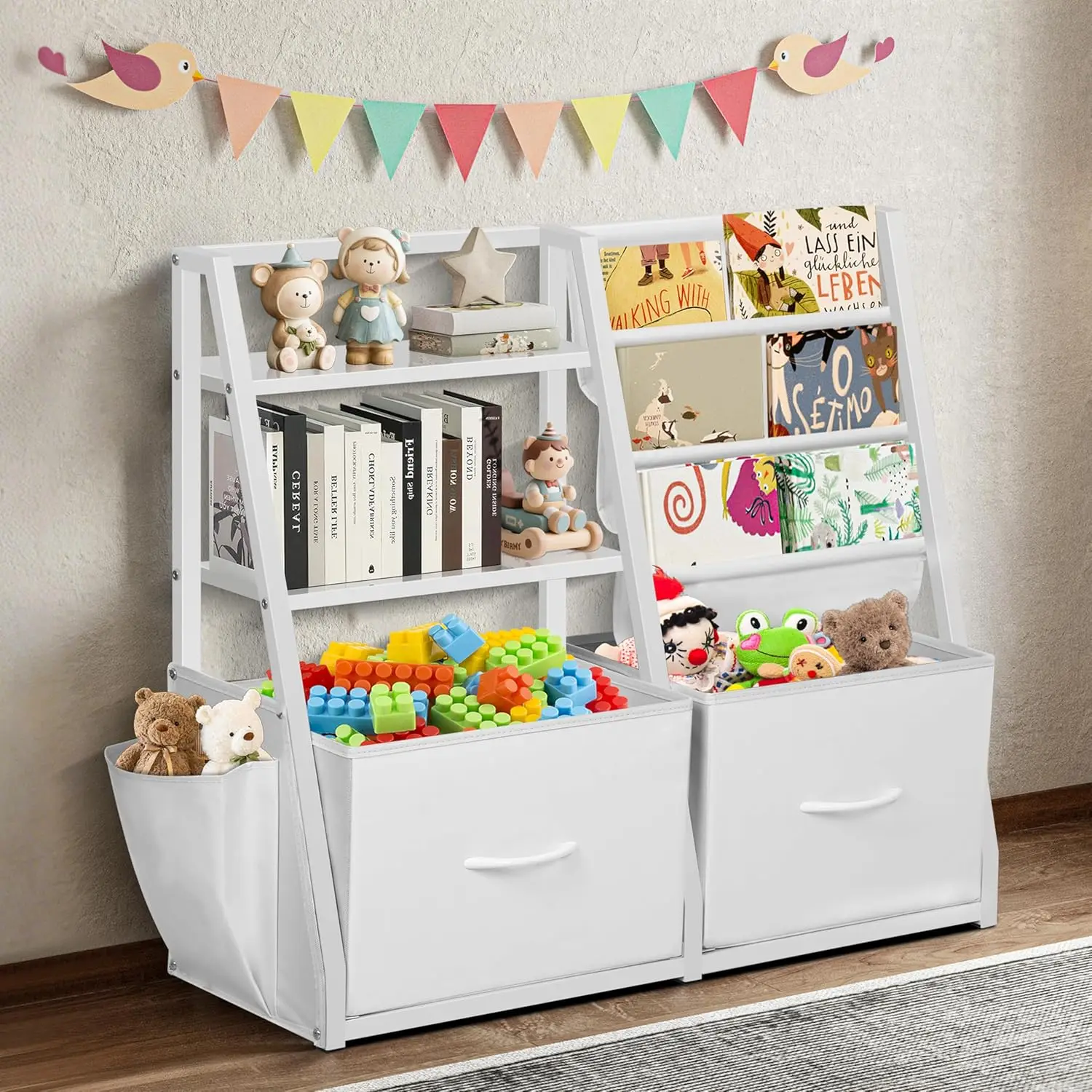 Kids Bookshelf with 2 Drawers, Montessori Toy Storage, White Nursery Bookshelf
Kids Bookshelf with 2 Drawers, Montessori Toy Storage, White Nursery Bookshelf