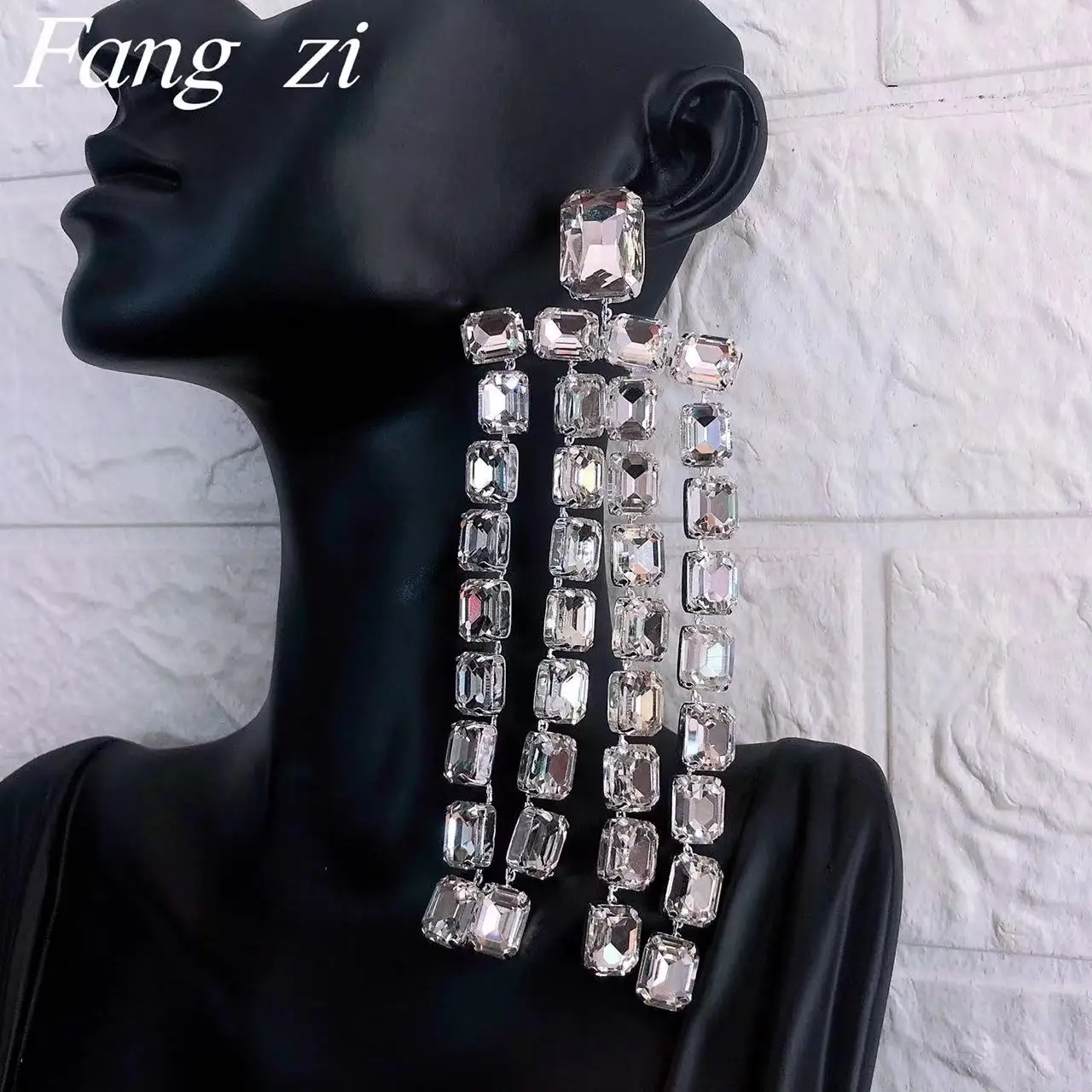 Women's luxury white blue glass long tassel hanging pendant earrings fashion girl accessories large square Crystal Earrings Jewe
Women's luxury white blue glass long tassel hanging pendant earrings fashion girl accessories large square Crystal Earrings Jewe