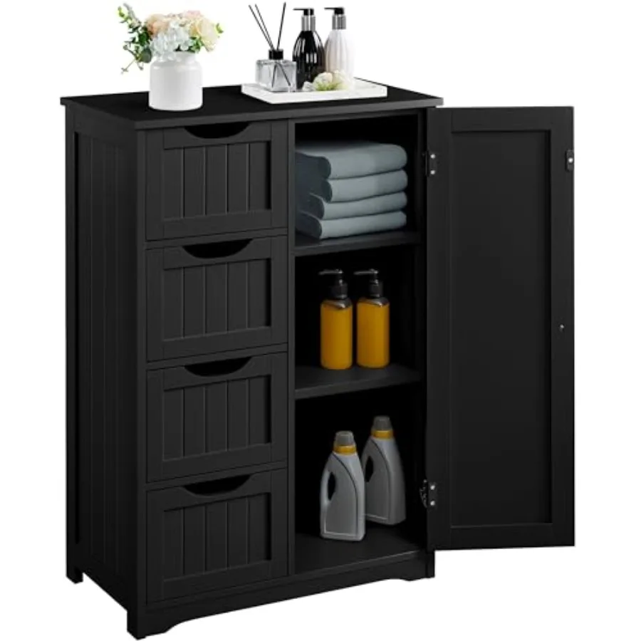 Wooden Bathroom Floor/Side Storage Organizer Cabinet with 4 Drawers and 1 Cupboard, Freestanding Entryway Storage Unit Console
Wooden Bathroom Floor/Side Storage Organizer Cabinet with 4 Drawers and 1 Cupboard, Freestanding Entryway Storage Unit Console
