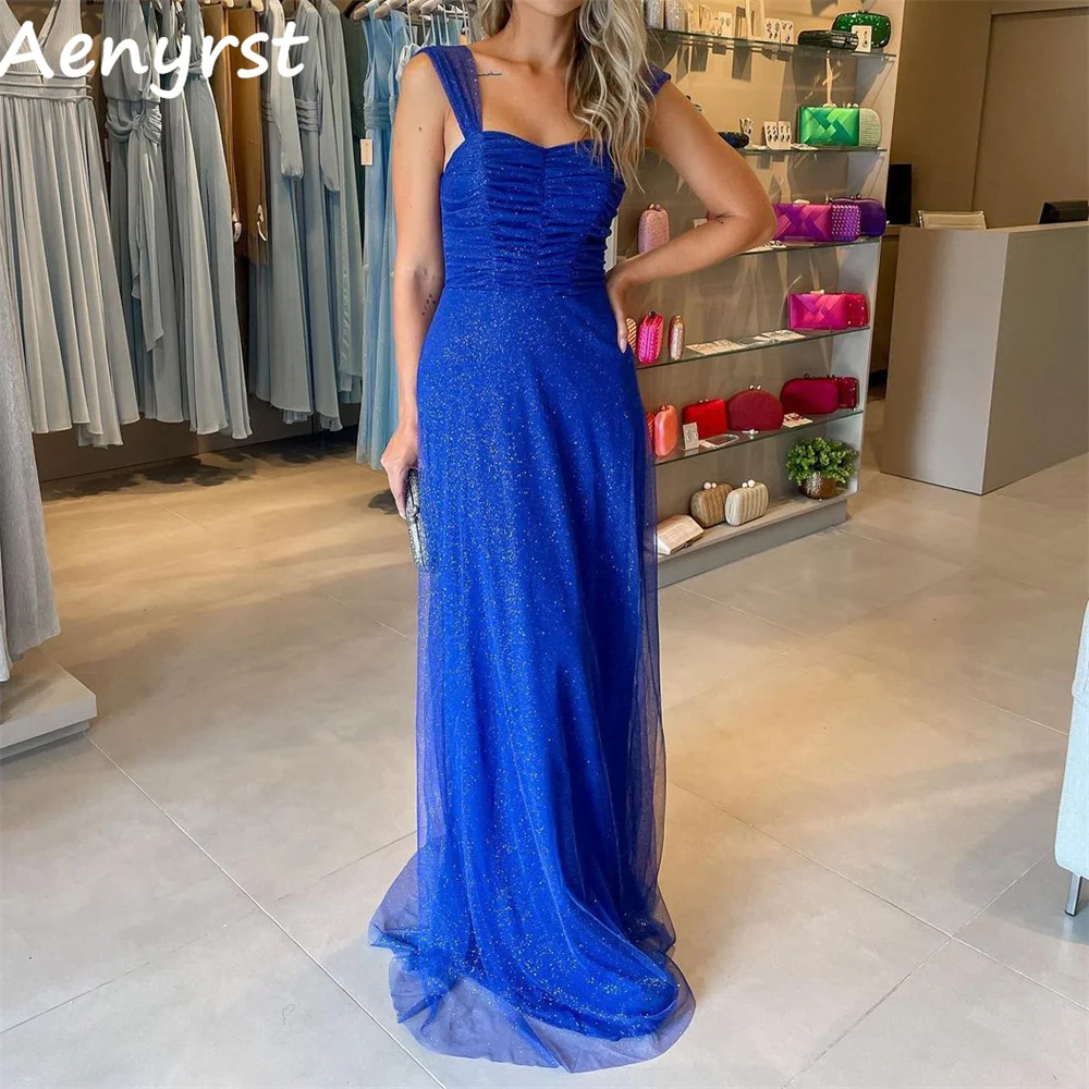 Aenryst Simple Spaghetti Strap Tulle Straight Evening Dresses Backless Sweep Train Prom Party Gowns Custom Made فساتين السهرة
Aenryst Simple Spaghetti Strap Tulle Straight Evening Dresses Backless Sweep Train Prom Party Gowns Custom Made فساتين السهرة