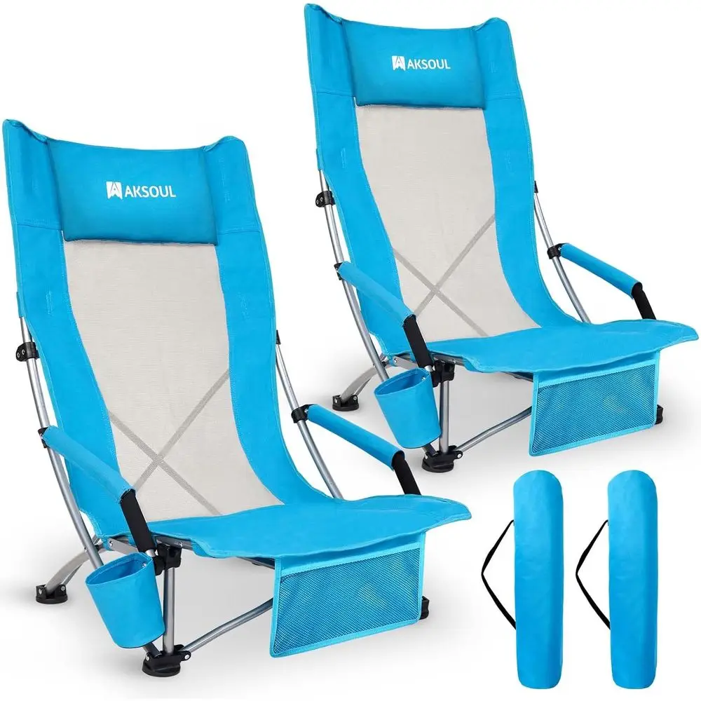 olding Beach Chair or Adults: Low/High Back Chairs with Carry Bag - Extra Wide Seat Chair with Comortable Pillow & Storage ket (
olding Beach Chair or Adults: Low/High Back Chairs with Carry Bag - Extra Wide Seat Chair with Comortable Pillow & Storage ket (