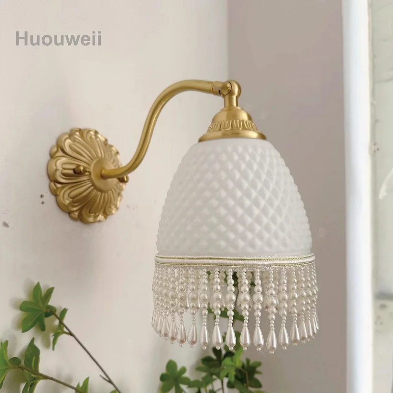 Vintage Bedroom Bedside Wall Lamp French Study Pearl Tassel Glass Single Head Wall Lamp Hallway Decorative Lamps
Vintage Bedroom Bedside Wall Lamp French Study Pearl Tassel Glass Single Head Wall Lamp Hallway Decorative Lamps