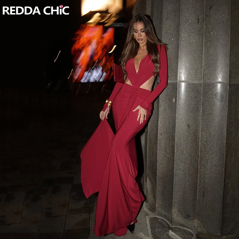 REDDACHiC красное вечернее платье с глубоким v-образным вырезом, женское модальное однотонное ажурное платье с длинными рукавами, макси-русалка, длинное облегающее сексуальное осеннее платье
REDDACHiC красное вечернее платье с глубоким v-образным вырезом, женское модальное однотонное ажурное платье с длинными рукавами, макси-русалка, длинное облегающее сексуальное осеннее платье