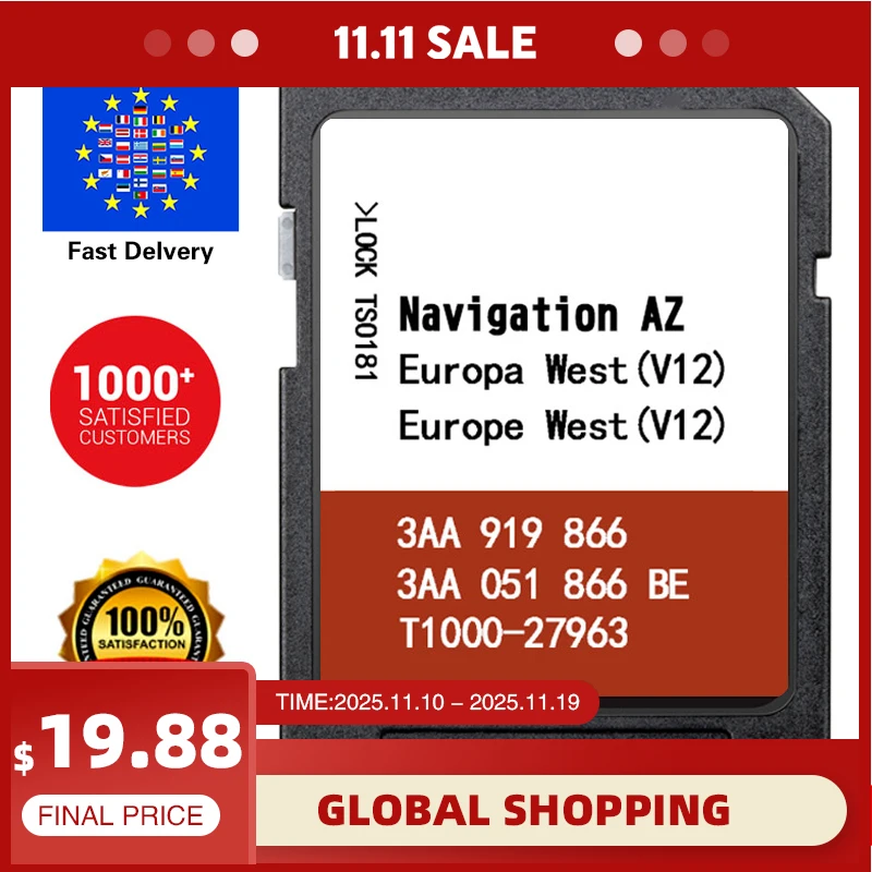 RNS 315 Navigations Update Map for Volkswagen AZ V12 Western Europe GPS SD Card VW 3AA051866BE Sat Nav
RNS 315 Navigations Update Map for Volkswagen AZ V12 Western Europe GPS SD Card VW 3AA051866BE Sat Nav