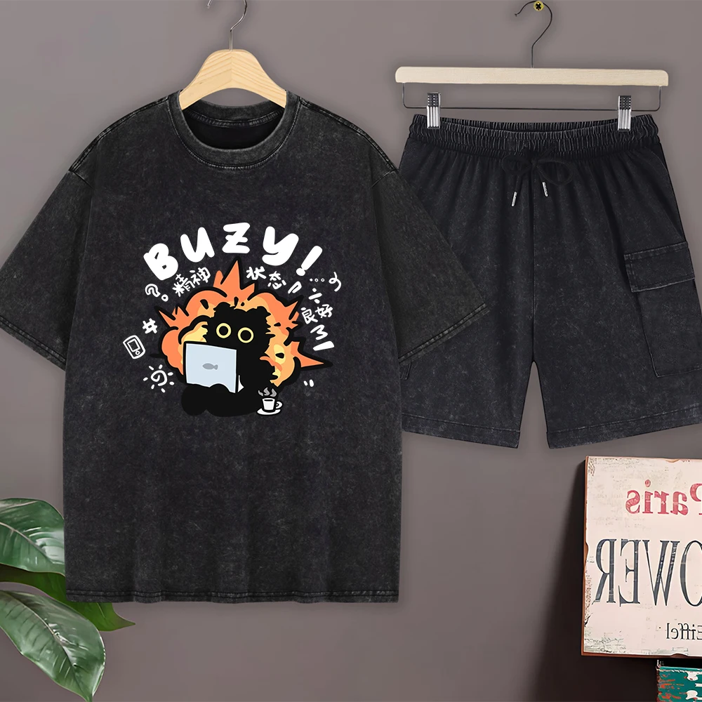 Комплект мужских летних футболок и шорт: футболка оверсайз с круглым вырезом и шорты карго из хлопка с эффектом потертости, для хорошего настроения
Комплект мужских летних футболок и шорт: футболка оверсайз с круглым вырезом и шорты карго из хлопка с эффектом потертости, для хорошего настроения