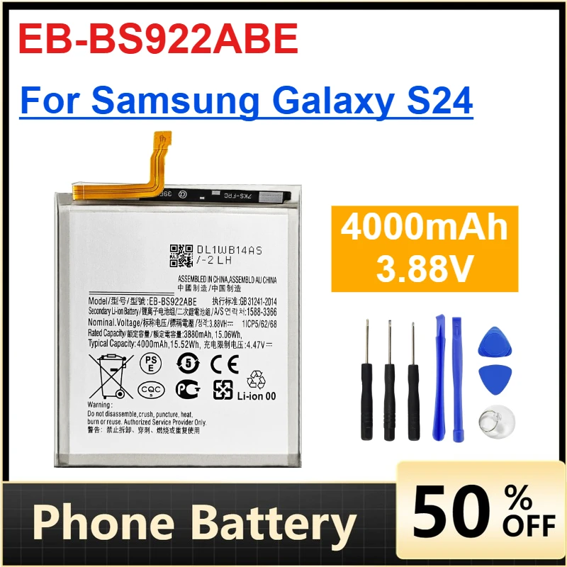 EB-BS922ABE 4000mAh 3.88V Replacement Battery for Samsung Galaxy S24 SM-S921B Mobile Phone Batteries Accessories
EB-BS922ABE 4000mAh 3.88V Replacement Battery for Samsung Galaxy S24 SM-S921B Mobile Phone Batteries Accessories
