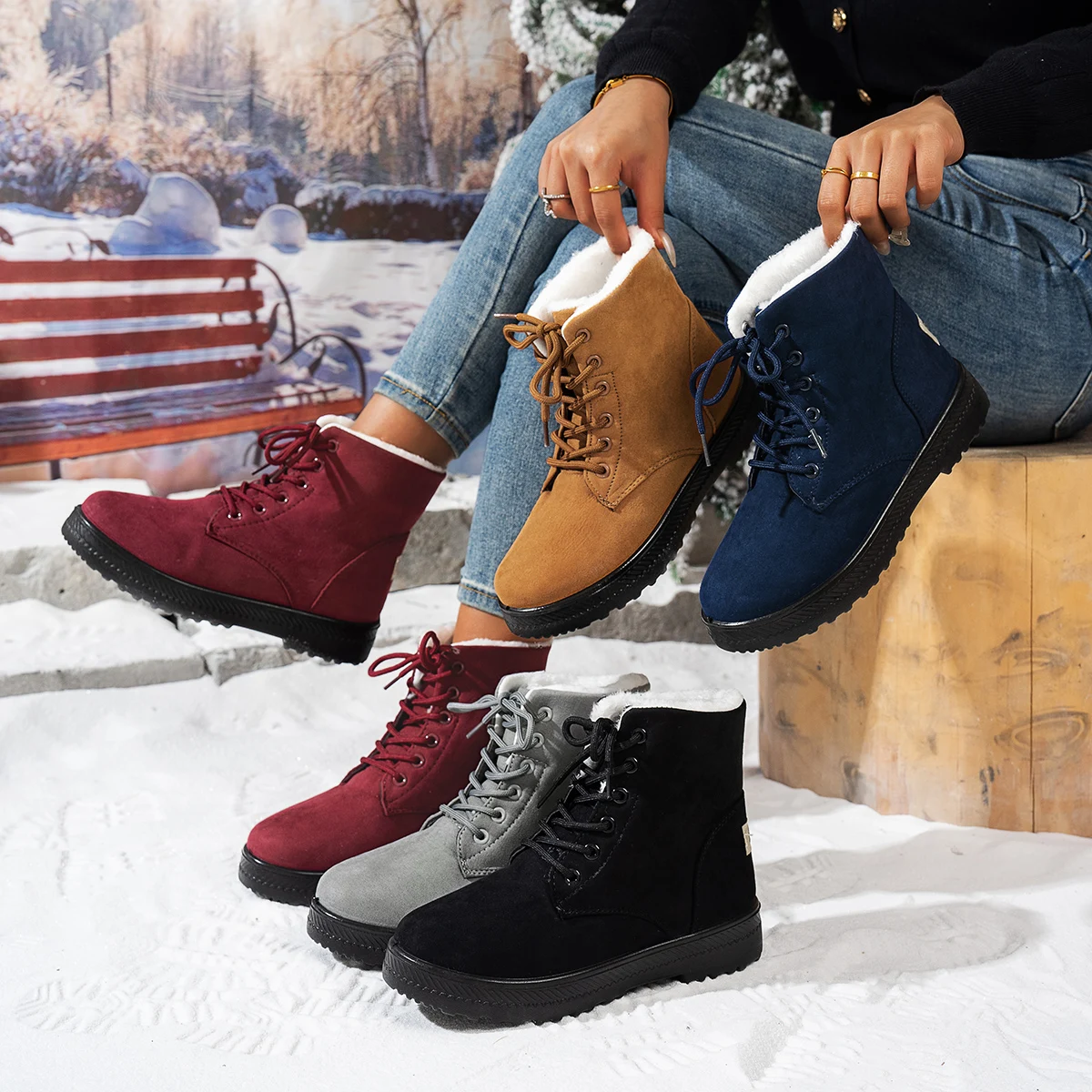 Женские ботинки, утепленная удобная теплая хлопковая обувь с флисом, повседневные короткие зимние ботинки, резиновые зимние ботинки большого размера
Женские ботинки, утепленная удобная теплая хлопковая обувь с флисом, повседневные короткие зимние ботинки, резиновые зимние ботинки большого размера