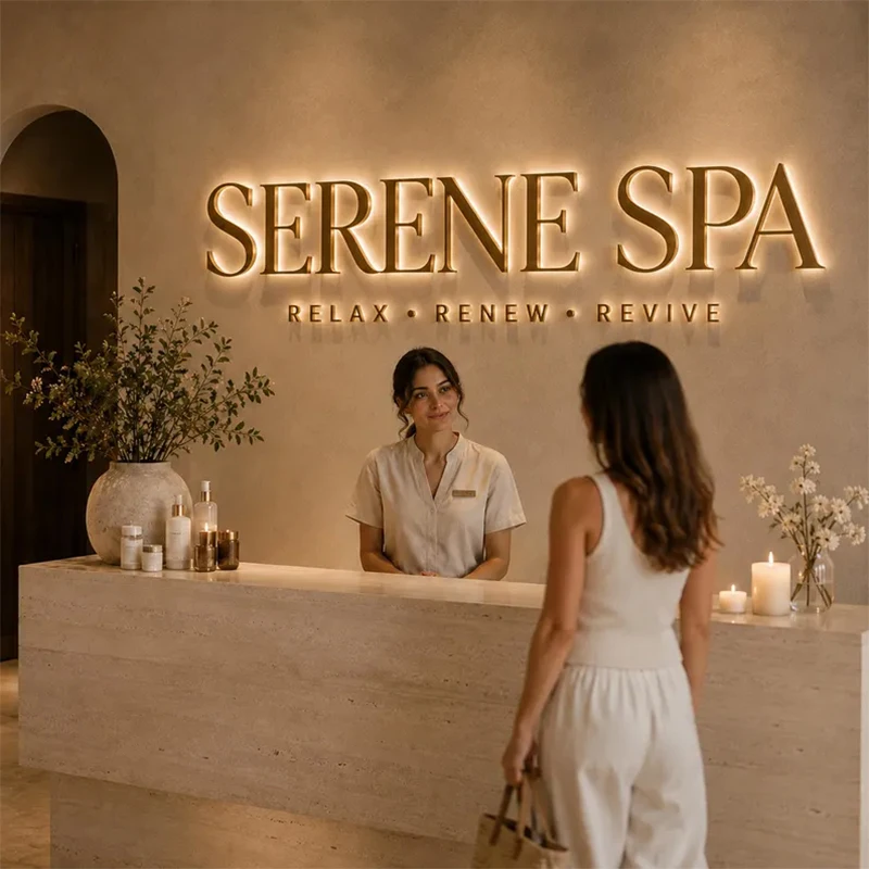Custom Backlit Metal Letters Waterproof 3D LED Illuminated Sign Custom Beauty Salon Logo Signage for Spa Hair Salon Storefront
Custom Backlit Metal Letters Waterproof 3D LED Illuminated Sign Custom Beauty Salon Logo Signage for Spa Hair Salon Storefront