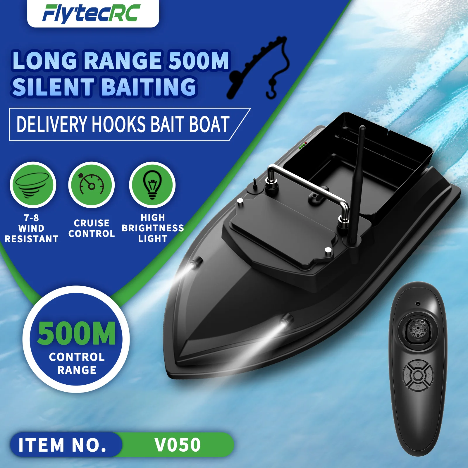 Flytec V050 500M RC Fishing Bait Boat Dual Power Fixed Speed Cruise With 2kg Loading Fish Feeder Bait Boat
Flytec V050 500M RC Fishing Bait Boat Dual Power Fixed Speed Cruise With 2kg Loading Fish Feeder Bait Boat