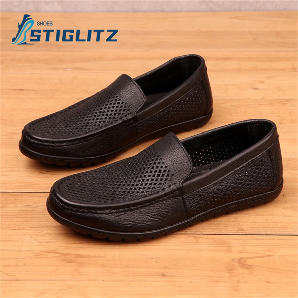 Black Genuine Leather Mesh Loafers Men's Summer Breathable Flat Casual Shoes Round Toe Shallow Slip On Mules Men's Leather Flats
Black Genuine Leather Mesh Loafers Men's Summer Breathable Flat Casual Shoes Round Toe Shallow Slip On Mules Men's Leather Flats