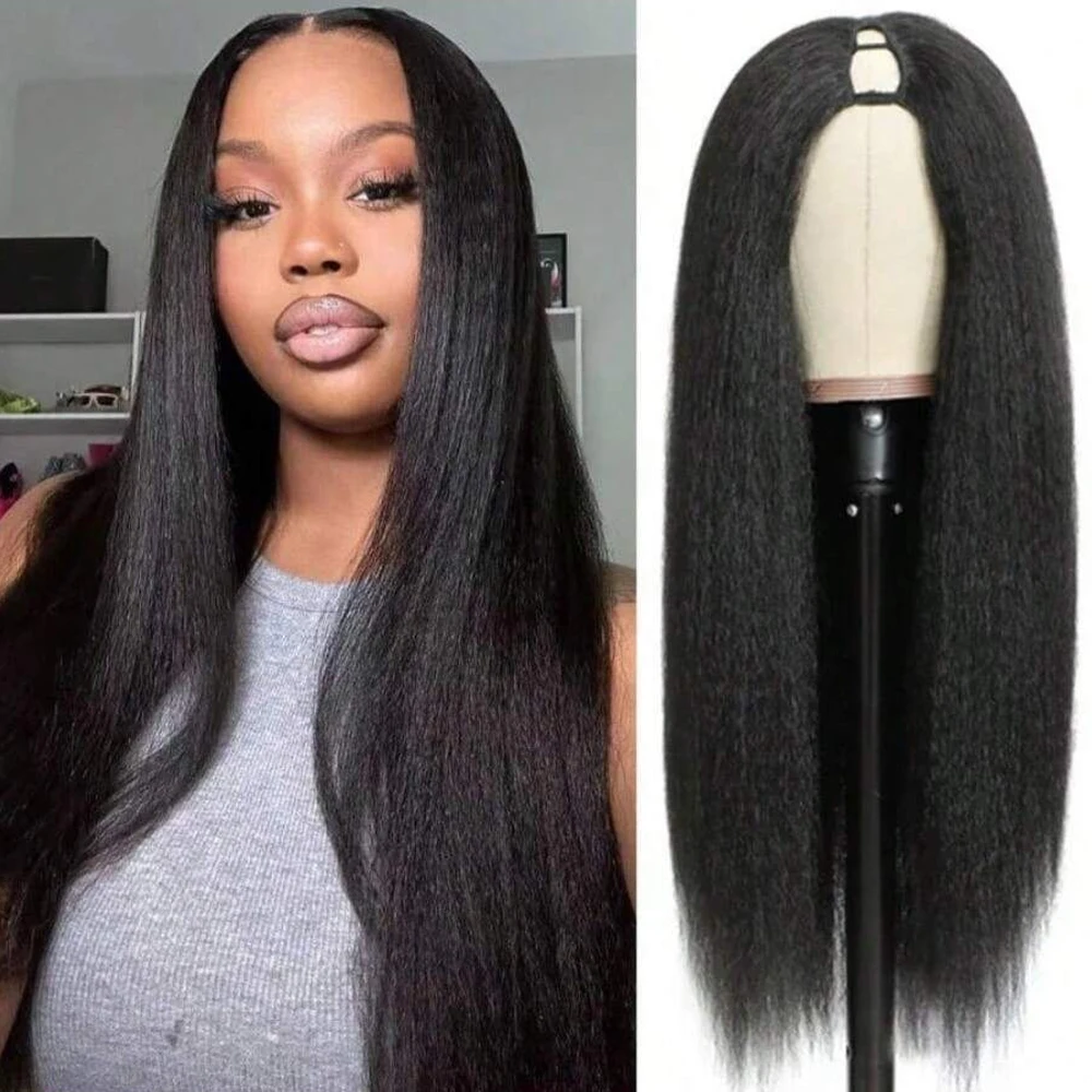 Natural Color Kinky Straight Wigs Human Hair V Part Yaki Straight Human Hair Wigs For Women 180 Density Glueless
Natural Color Kinky Straight Wigs Human Hair V Part Yaki Straight Human Hair Wigs For Women 180 Density Glueless