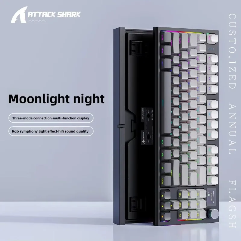 Attack Shark K86 Three-mode RGB Bluetooth 2.4G Wired Luminous, Display Customized Hot-swappable Mechanical Keyboard