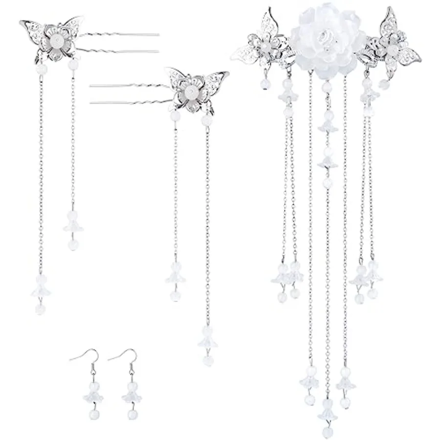 Joez Wonderful 5Pcs Chinese Hair Stick Pins Sets, Butterflies Hair Barrettes Clips with Long Tassel, Hanfu Hair Flowers Pearl H
Joez Wonderful 5Pcs Chinese Hair Stick Pins Sets, Butterflies Hair Barrettes Clips with Long Tassel, Hanfu Hair Flowers Pearl H