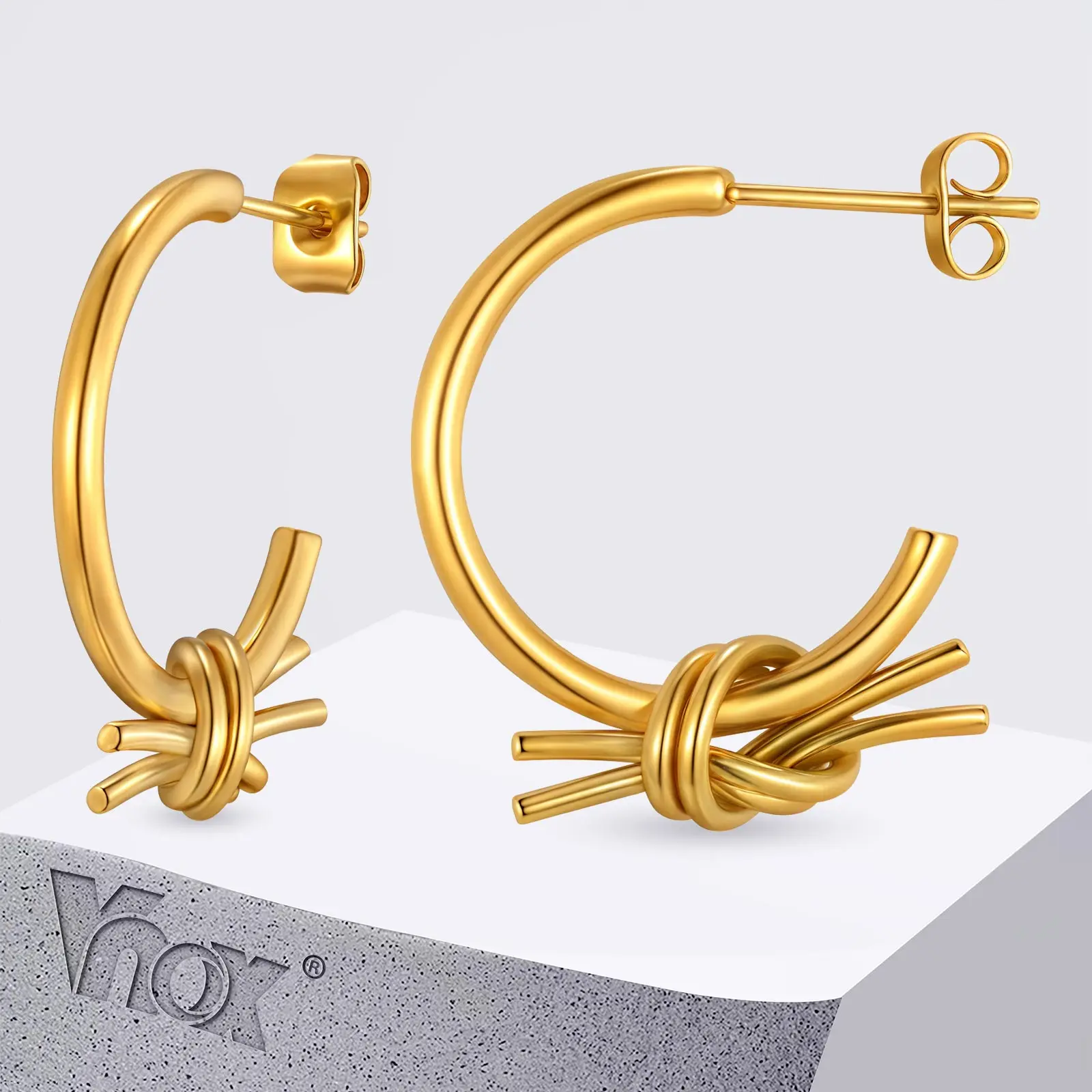 Vnox Simple Small Lines C-shape Hoop Earrings For Women, Stainless Steel Twists Knot Earrings, Female Causal Daily Wear
Vnox Simple Small Lines C-shape Hoop Earrings For Women, Stainless Steel Twists Knot Earrings, Female Causal Daily Wear