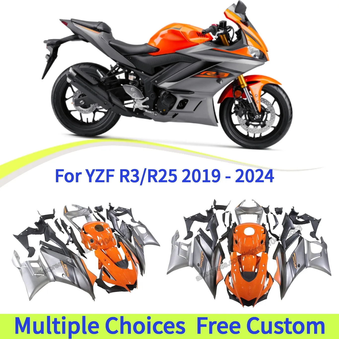 For YAMAHA YZF R3 2019 2020 2021 2022 2023 R25 2024 Fairings Kit Motorcycle Accessories Bodywork Shell Custom
For YAMAHA YZF R3 2019 2020 2021 2022 2023 R25 2024 Fairings Kit Motorcycle Accessories Bodywork Shell Custom