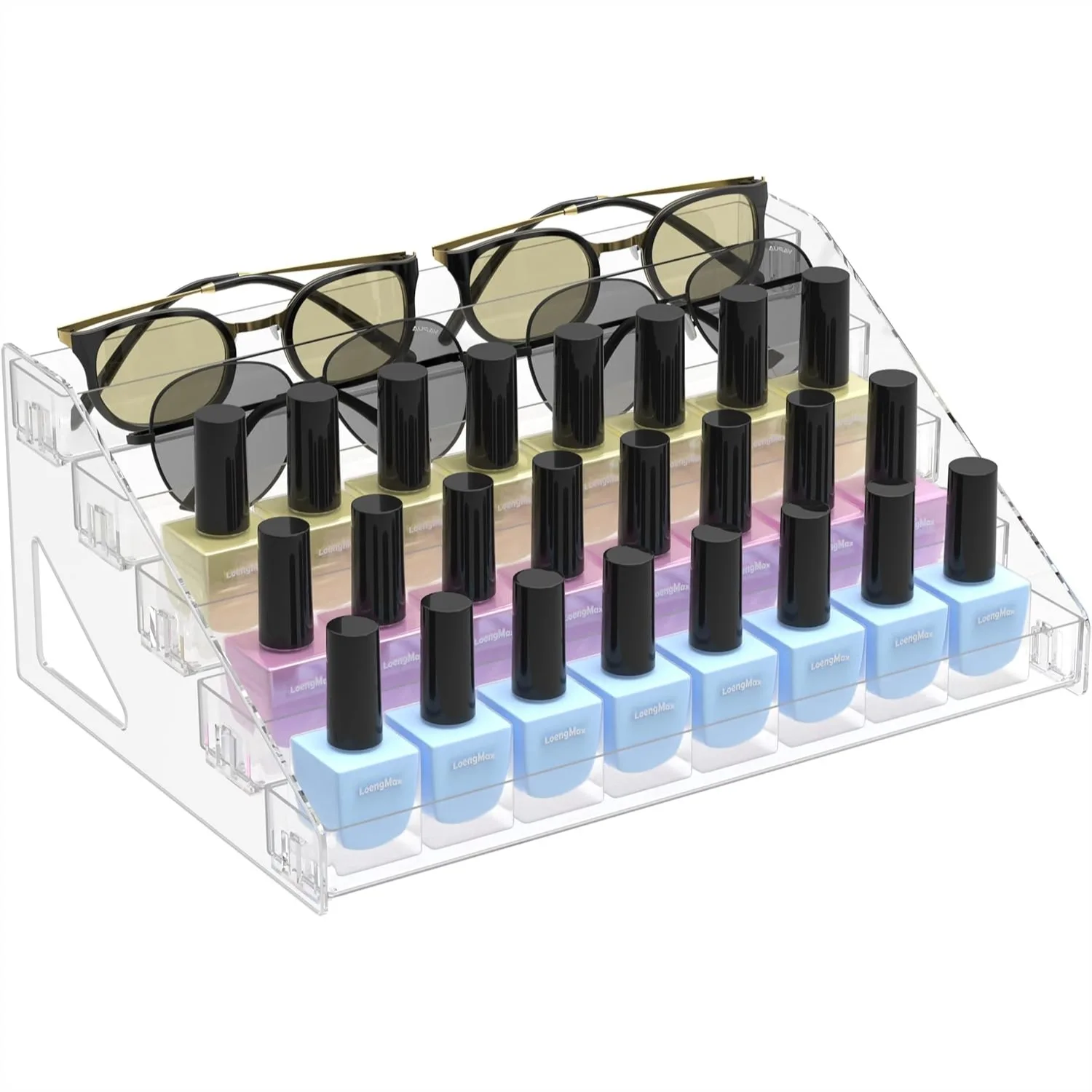 5 Tier Nail Polish Organizer Holder, Clear Acrylic Multi-Purpose Storage Rack for Eyeshadow Palettes, Sunglasses, Essential
5 Tier Nail Polish Organizer Holder, Clear Acrylic Multi-Purpose Storage Rack for Eyeshadow Palettes, Sunglasses, Essential