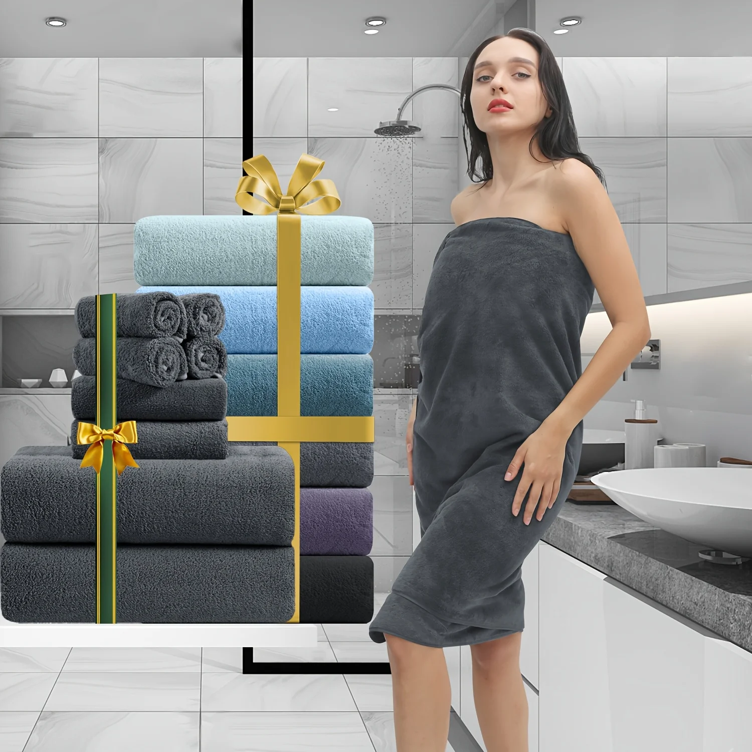 8pcs Extra Large Bath Towels Set 35" X 70", Premium Towel Set for Bathroom Gym Oversized Bath Sheet Ultra-Soft Luxury Thick Ligh
8pcs Extra Large Bath Towels Set 35" X 70", Premium Towel Set for Bathroom Gym Oversized Bath Sheet Ultra-Soft Luxury Thick Ligh