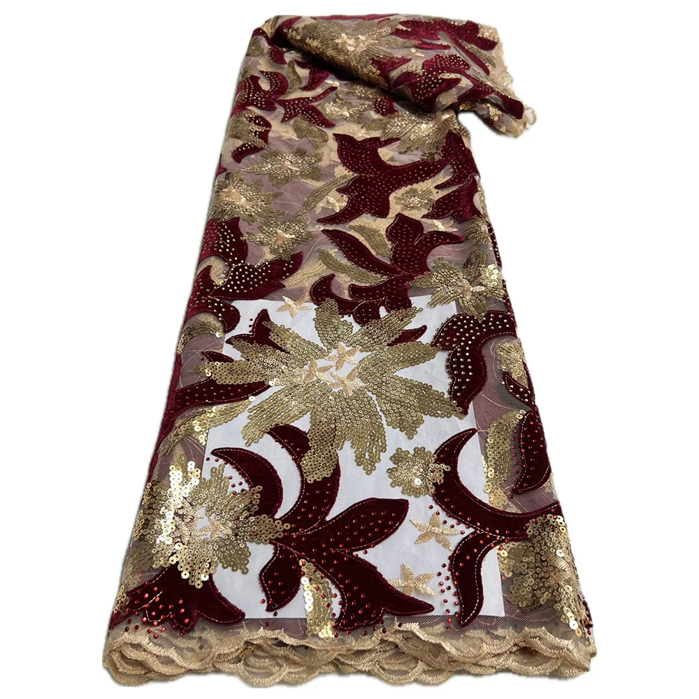 2024 Latest Luxury Design African Velvet Lace Cord Fabric High Quality 5 Yards Nigerian Original Sequin Mesh Fabric for Sewing
2024 Latest Luxury Design African Velvet Lace Cord Fabric High Quality 5 Yards Nigerian Original Sequin Mesh Fabric for Sewing