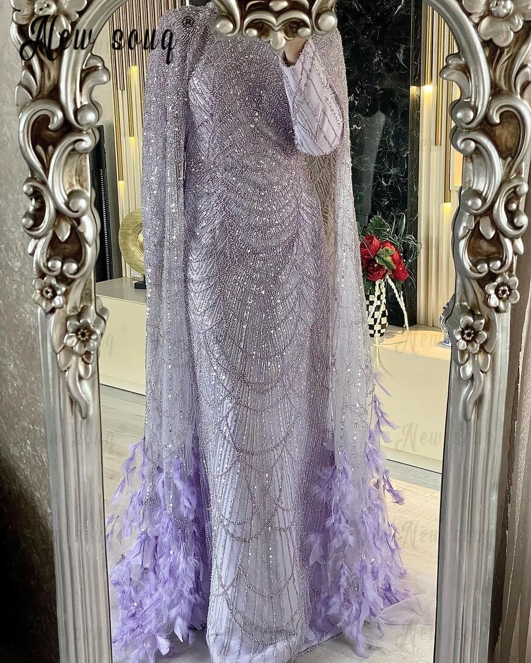 Muslim Long Sleeve Cape Sleeve Purple Evening Dress With Feather Women Wedding Party Gowns Dubai Bride Formal Gowns Plus Size
Muslim Long Sleeve Cape Sleeve Purple Evening Dress With Feather Women Wedding Party Gowns Dubai Bride Formal Gowns Plus Size